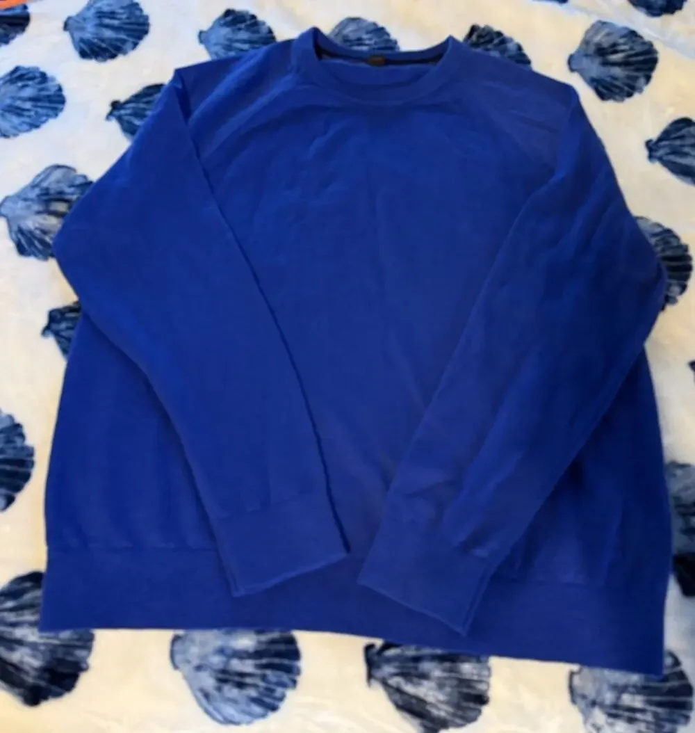Banana Republic Blue Slub 100% Cotton Sweater Mens XL Crew Neck Longsleeve Soft